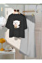 Children's Cat Printed T-Shirt Spanish Leg Tracksuit Set