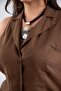 1122540 Women's Plus Size Linen Sleeveless Shirt Brown - 2