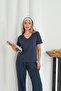 Women's Anthracite Modal Fabric V-Neck Basic Tracksuit Set - 4