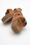 Women's Platform Sole Belt Strap Slippers Real Leather Zy 8213 Tan - 4