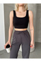 Women's Black Square Neck Camisole Crop Blouse - 3