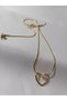 Gold Color Heart Figured, Elegant Reflection of the Heart Steel Necklace - 3