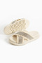Angel Beige Denim Tasseled Stone Detailed Cross Slippers - 3