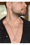 Men's Steel Necklace - Ax Model with Ottoman Motif, Chain for Lover, Spouse, Father - 3