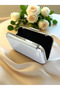 Silver Gray Lame Color Snake Pattern Shiny Leather Women's Evening Dress Bag Wedding Engagement Graduation - 3