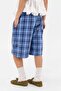 Blue Black Plaid Oversize Cargo Long Shorts - 2