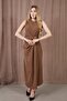 Women's Thick Strap Slit Linda Fabric Dress Brown - 5
