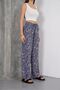 Women's Blue White Lacing Detailed Elastic Waist Relaxed Cut Palazzo Viscose Trousers - 3
