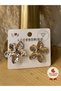 Women's Gold Color Shiny Flower Model Earrings – Wide Form, Sparkling and Elegant - 4