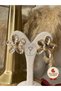 Women's Gold Color Shiny Flower Model Earrings – Wide Form, Sparkling and Elegant - 3