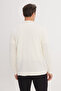 Men's Ecru Warm Wool Standard Fit Regular Cut Shirt Collar Pocket Knitwear Cardigan - 6