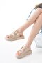 1187 Beige Wedge Heel Rubber Helmet Women's Sandals