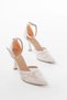 K-404 White Mesh Flower Detailed Women's Heeled Shoes - 3