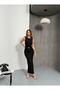 Diver Fabric Gold Accessories Back Slit Sleeveless Maxi Dress