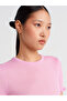 10783 Crew Neck Ruffled Slim Knitwear Blouse-Pink - 3