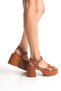 Brown High Side Buckle Cross Stripe Light Skin Summer Women's Wedge Sole Sandals Shoes - 4