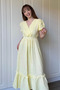 Yellow Muslin Fabric Short Sleeve Dress - 3