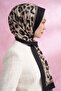 Multi Leopard Patterned Imported Voile Shawl - Black-Mink - 2