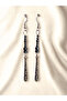 Silver Color Long Dangle 3-Piece Handmade Women's Earring Set with Hematite Natural Stone – Bohemian Style - 7