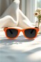 Double Color Unisex Kids Sunglasses Uv400 Protected Sunglasses Rb Case Black-Orange - 6