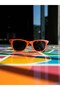 Double Color Unisex Kids Sunglasses Uv400 Protected Sunglasses Rb Case Black-Orange - 4