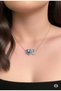 Steel Chain Silver Color Moon Design Colorful Zircon Stone Flower Necklace