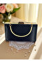 Black Color Glitter Satin Women's Evening Dress Bag Wedding Engagement Graduation - 4