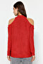 Kırmızı Simli Pencere/Cut Out Detaylı Triko Kazak TWOAW20XS0006 - 6