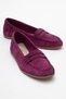 F02 Purple Suede Genuine Leather Women's Loafer Shoes