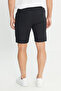 Men's Black 100% Cotton Comfort Fit Tie Waist Flared Side Pocket Shorts - 5