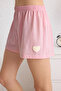 Pembe %100 Pamuklu Kalp Patchli Şortlu Örme Pijama Takımı THMSS25PT00155 - 3