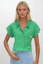 Women's Green Double Cuff Pocket Embroidered Textured Summer Shirt Alc-X14272 - 2
