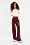 Bordo Wide Leg/Geniş Paça Pilili  Pantolon TWOAW22PL0475 - 5