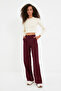 Bordo Wide Leg/Geniş Paça Pilili  Pantolon TWOAW22PL0475 - 7