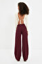 Bordo Wide Leg/Geniş Paça Pilili  Pantolon TWOAW22PL0475 - 9