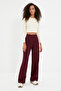 Bordo Wide Leg/Geniş Paça Pilili  Pantolon TWOAW22PL0475 - 6