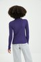 Purple Fitted High Neck Long Sleeve Ribbed Stretchy Knitted Blouse TWOAW21BZ0423 - 5