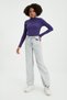Purple Fitted High Neck Long Sleeve Ribbed Stretchy Knitted Blouse TWOAW21BZ0423 - 6