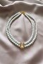 Double Row Evening Dress Pearl Choker Necklace - 3
