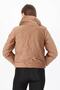 Women's Camel High Collar Zipper Detailed Winter Velvet Coat with Pockets Nb7154 - 4
