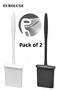 2-Piece Black and White Silicone Toilet Brush Set, Flexible and Practical Silicone Brush, Toilet Seat Brush
