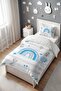 Blue Rainbow and Rabbits Patterned Single Baby Kids Bedding Set - 3