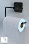 Adhesive Black Long Towel Rack Square Towel Holder Towel Rack WC Toilet Roll Holder 3-Piece Bathroom Set - 7