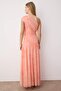 Light Orange Patterned Asymmetric Neck Woven Maxi Evening Graduation Dress TPRSS25AE00190 - 4