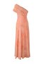 Light Orange Patterned Asymmetric Neck Woven Maxi Evening Graduation Dress TPRSS25AE00190 - 7