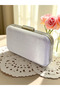 Silver Gray Lame Color Silvery Satin Women's Evening Dress Bag Wedding Engagement Graduation - 3