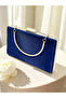 Navy Blue Color Glittery Satin Women's Evening Dress Bag - 4