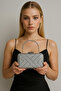 Silver and Black Stone Metal Handle Women's Evening Dress Bag