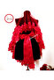 Red Satin Fish Back Pearl Veil Girdle Gloves Set