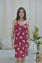 Red Cat Patterned Strap Long Dress - 2